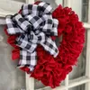 Decorative Flowers Valentine's Day Wreath Decoration Red Heart-Shaped Fabric Garland Door Decor Festival For Window Wall And