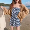 Cardigan tricoté pour femmes été surdimensionné tricot manteau ample pull coréen haut solide cardigan court Y2k pull chemisiers de plage g9Af #