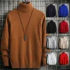 Nya män Autumn/Winter Knit Sweater Solid Color High Neck Slim Casual Pullover/Men FI Brand Turtleneck Knit Sweater Pullover 31Zl#