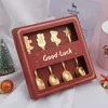 Flatware Sets 2/4 PCS Christmas Coffee Espresso Spoons Stainless Steel Xmas Set With Exquisite Box Kitchen Tableware