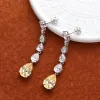 Brincos Oevas 100% 925 prata esterlina 9*13mm gota de água amarela brincos de diamante de alto carbono para mulheres brilhantes joias finas presentes
