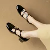 Kleidschuhe Phoentin Damen Retro Party Weinrot Mary Janes 2024 Mid Heels Elegante Dame Weiche Echtleder Pumps FT3461