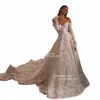 Элегантное кружевное свадебное платье с открытыми плечами Dr Saudi Arabia A Line длиной до пола, свадебное платье с рукавами Lg Robe De Mariage V97Q #
