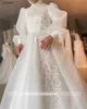 Urban Sexy Dresses Funyue A-Line Hijab Muslim Wedding Deters for Women 2024 Full Sleeves High Neck Flower