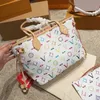 Femmes Designer Coloré NF Totes Sacs à bandoulière avec portefeuille Pochette à monnaie Grande capacité Vieille fleur Sacoche extérieure Tenue quotidienne Bagages 28x21 cm