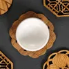 Tappetini da tavolo scava fuori retrò creativo Lotus bevanda tazza tappetino rotondo in legno tè caffè bar accessori decorativi da cucina