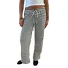 Women's Pants Women Loose Striped Pajama Drawstring Elastic Waist Trousers Lounge Joggers Yoga Bottoms Casual Sweatpants