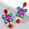 Boucles d'oreilles pendantes en forme de pétale de fleur avec diamants colorés, accessoires de mode pour dames européennes et américaines