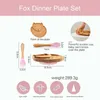 Cups Dishes Utensils Custom Baby Bamboo Feeding Bowl Spoon Fork Fox Pattern Food Tableware Kids Wooden Training Plate Silicone Suction Cup Removable 240329