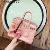 BK Designer Bag Leather Handbag Platinum Crocodile Mönster Retro Fashion Female Sakura Pollen Portable Lock