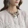 Collier de fleurs en métal de luxe pour femmes, rétro Punk, couleur or, chaîne à clavicule courte, accessoires de bijoux, 240329