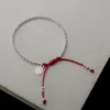 925 Sterling Silber Perlen Armbänder für Frauen handgemachte rote Faden Seil Armband Freundschaft Armreif Glück Schmuck Mädchen Dame Geschenk 240315