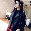 Faux läderjacka kvinnor svart kappa koreansk stil smal passform skörd topp dragkedja vårens höstkläder storlek s-4xl 240318