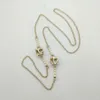 2023 Luxury Quality Charm Long Chain Pendant Necklace With Hollow Design White Emamel Color Have Box Stamp PS7409A308R