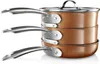 Cookware Sets Gotham Steel Stackable Non-stick 5 Piece Copper Cast Pots & Pans Set Gold