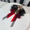 Kowądy ręcznie robione biżuterię barokowy retro gotycki dhinestone perłowy pałac w stylu lolita koronkowy łuk damskie duże łuk y240329