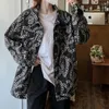 Kadın Ceketleri 2024 Bahar Sonbahar Koreli Sıradan Gevşek Baskı Denim Ceket Üst Uzun Kollu Sokak Giyim Vitage Moda Ceket