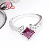 Bagues de cluster Marque Square Purple Crystal pour femmes Bandes de mariage Bijoux 925 Sterling Silver Lover Ring Engagement Accessoire