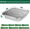Engångsgräs 8x8 aluminiumfoliepannor med lock - 60 pack fyrkantiga bakslag för luft fryer