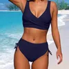 Maillots de bain pour femmes Femme Split Bikini Wrap Lace Up Hollow Out Couleur Solide Sexy Taille Haute Bikinis Tournesol Plus Taille Maillots de bain pour femmes