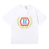 Niche Fashion Rhude New Hopps Print High-quality Double Yarn Cotton Loose Short Sleeved T-shirt for Both Men and Women