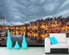 Wallpapers Papel De Parede France Houses Rivers Bridges Evening Lights City Wallpaper Living Room Sofa TV Wall Kitchen KTV Bar Cafe Murals