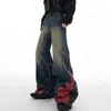 Несколько мужчин Брюки из искусственной кожи Мешковатые джинсы Нишевый дизайн Wed Кожа Лоскутная уличная одежда Свободные повседневные джинсовые брюки с Wie Leg 9C1719 E1Rd #
