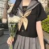 Japonês Fi JK uniforme escolar menina saia cinza marinheiro terno saia plissada conjunto completo de estilo universitário terno menina macia 44tN #