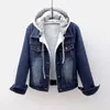 Autumn Winter Women's Plush Warm Denim Jacket Coat Cott Fi Short Blue Jean Coat Ladies Hoodies Ytterkläder W7VR#