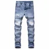 hot Sale New Mens Ripped Hole Jeans Casual Slim Skinny Blue Jeans para hombre Men Trousers Fi Male Hip hop Denim Pants t4Dt#