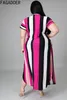 Fagadoer Plus Size Losse Dr XL-5XL Vrouwen Zomer Korte Mouw Maxi Dr Fi Streep Print Ronde Hals Casual Vestidos 2022 c0Ir #