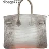 Tote Leather Bk Bag Nile Crocodile Himalayan Luxury Light Luxury Genuine Women's Handmade with Wax Thread Sewing Original Logo