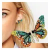 Stud 2021 Nya modefjärilvingar örhängen kvinnlig strass vild personlighet metall söt romantiska smycken släpp leverans dhkrj