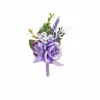 Purple Groom Boutnire Wedding Corsage Pins broszka frs sztuczne róże drużb