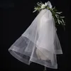 semplice velo da sposa a due strati lunghezza del gomito voile mariage hot weddie accordi veli da sposa veu de noiva d4go#