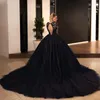 Lorie Ball Gown Black Wedding Dres Sequin Lace Appliques Brudklänningar med LG-ärm Lace-Up Princ Party Dr Plus Size Q735#