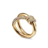 T Gold Ring Bow Knot Designer Ring Par Ring Diamond Ring Gold Silver Rose Color Have Designer Jewelry Size 5-10 Classic Fiine Gift