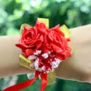 Ribb Rose Wrist Corsage Girls Bridesmaid handleden fr Wedding Satin Rose Armband Rose Fr Bridal Bridesmaid Wrist Corsage L0kV#