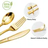 Disposable Dinnerware 30PCS Golden Plastic Tableware Set Includes 10 Gold Forks Spoons Wedding Knives And Washable Party