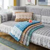 Housses de chaise de couleur unie, couvre-canapé universel à carreaux en peluche, antidérapant, épais, chaud, doux, pour accoudoir, serviette arrière