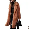 Chaquetas para mujer Abrigo largo Mujer Otoño Invierno Fleece Chaqueta cálida Vintage P Abrigo Damas Teddy Soft Suelto Parkas Outerwear Drop Deliv Otbkv