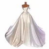 Msikoods Satin Church Wedding Dres Elegant Vintage One One Counter Beads Wedding Dres White A Line Abriced Wedding Deters N3GA#