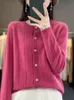 new Cardigans For Women 100% Merino Wool Sweater O-Neck Hollow Lg Sleeve Cmere Knitwear Female Clothes Y2K Fi Top R8VX#