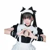 s-4xl czarny biały kota pokojówka cosplay seksowna lolita anime urocza miękka dziewczyna mundur atrakcyjny set kacyna kacyna A0fa#