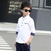 Kids Clothes Spring Autumn Boys Cotton Blouses Kids Boys Long Sleeve Shirt Children Fashion Shirt 5-15 Years Turn-down Collar 240318