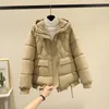 2024 Ladies Winter Short Coat Cott-Padded Jacket Thicken Casual Parkas Women Loose Hooded Tops Solid Snow Warm Outterwear Coats Y8B1#