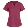 new Solid Women Scrubs Tops Dental Clinic Beauty Sal Spa Workwear Overalls Scrub Blouse Surgical Clothes Joggers Tops 59Xb#