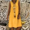 Casual Dresses Women Beach Printed Dress Vintage Digital Print Midi för mjuk andningsbar A-line sundress med V Neck Loose Hem