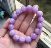 Strand Natural Cacoxenite Purple Rutilated Quartz Crystal Beads Armband 12mm