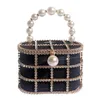 Fashion Diamonds Basket Evening Clutch Bag Luxury Hollow Out Preal Beaded Metallic Cage Handväskor Ladies Wedding Purse 240315